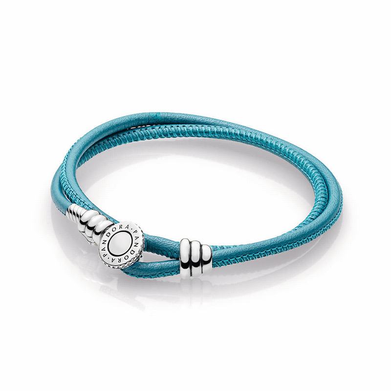 Pandora Australia Turquoise Braided Double-Leather Charm Bracelet - Sterling Silver | FTAEJK652